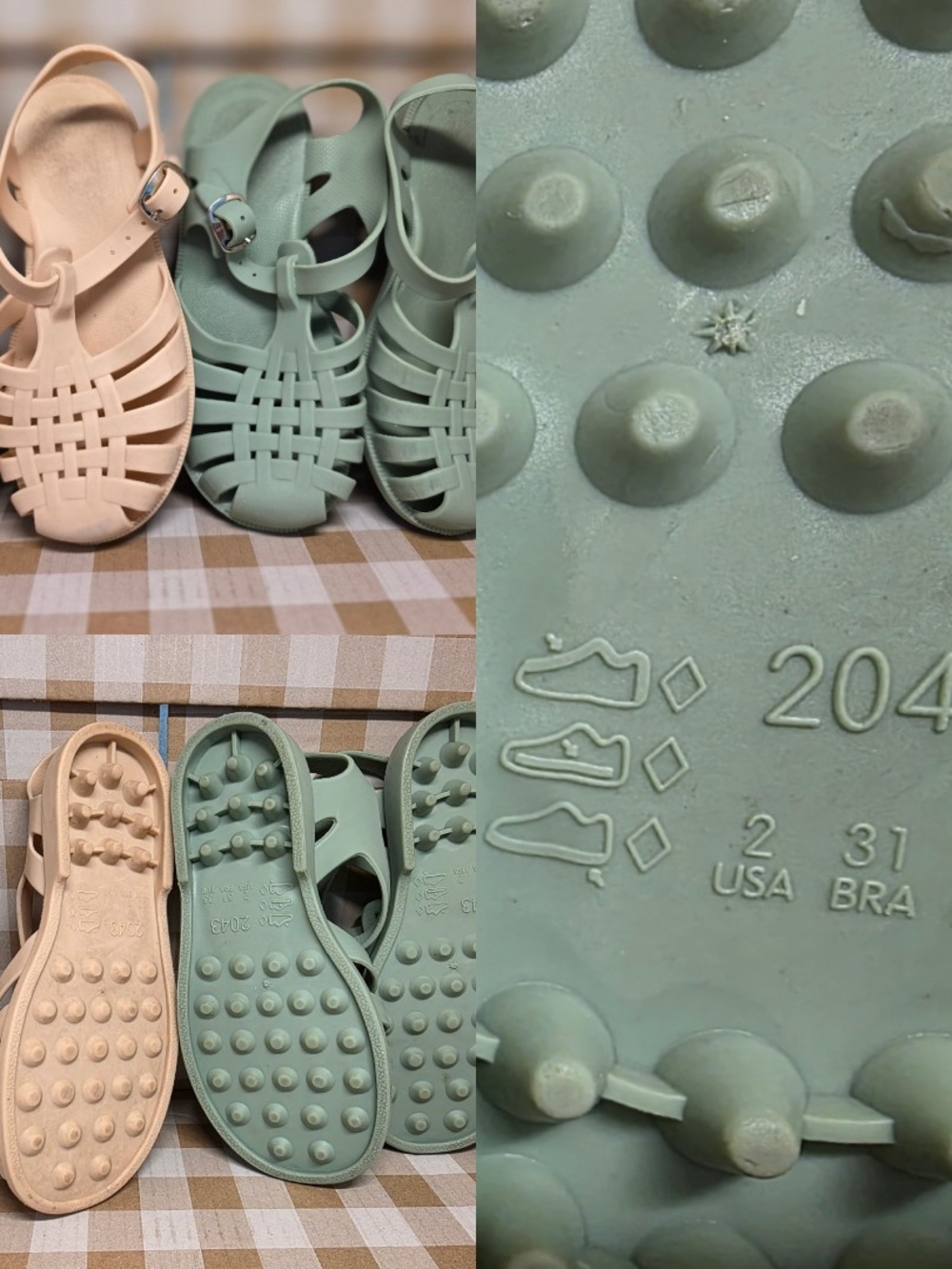 Kids Jelly Sandals in Beige and Sage - Comfortable Casual Shoes